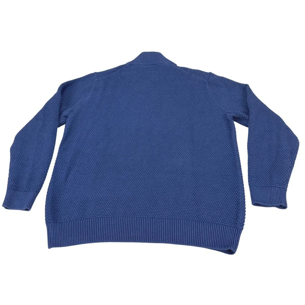 Vineyard Vines Mens Medium Blue Cotton Waffle Knit Quarter Zip Pullover Sweater